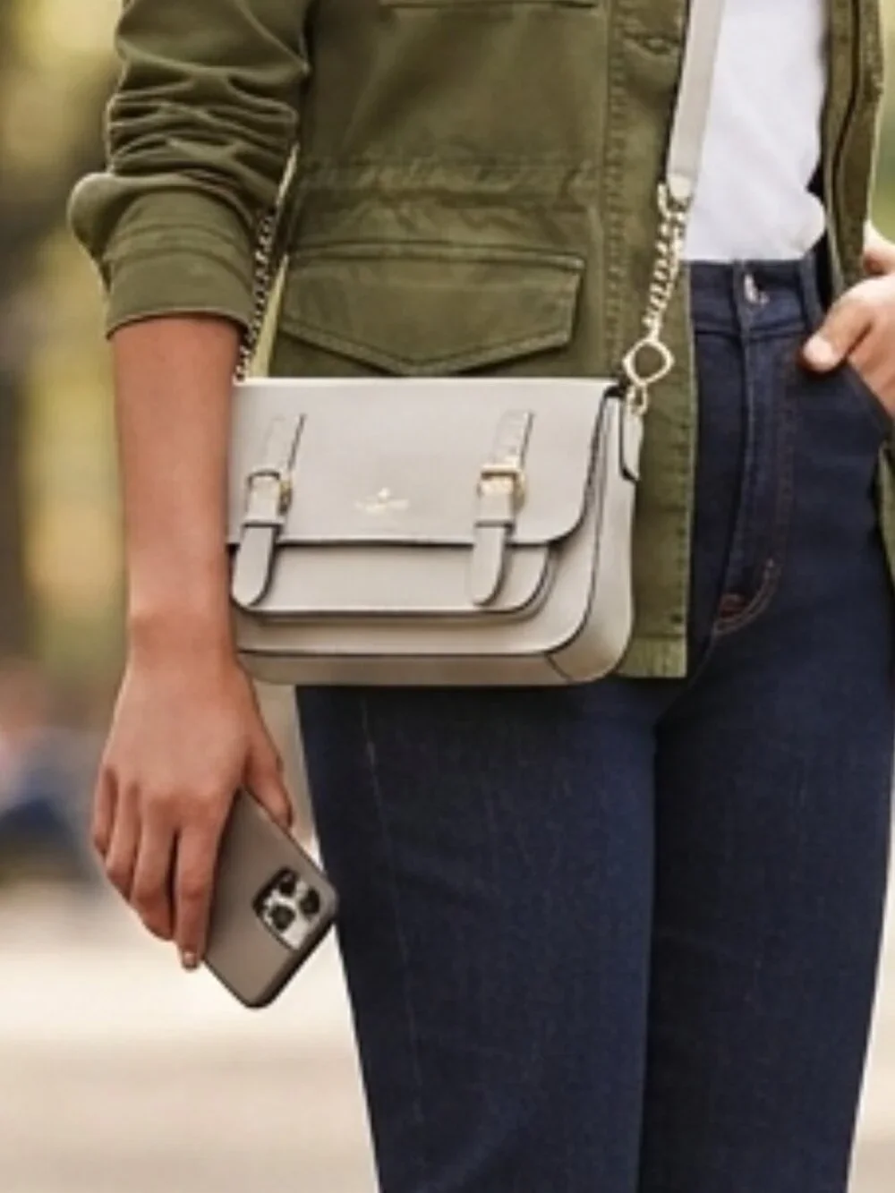 kate spade Essex Crossbody bag Light Gray Crossbody Bag with Gold Hardware